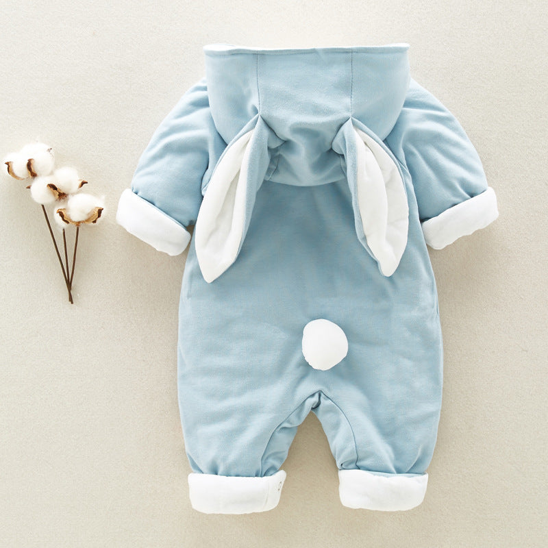 Baby Hooded Cotton Romper – Thick Padded Onesie