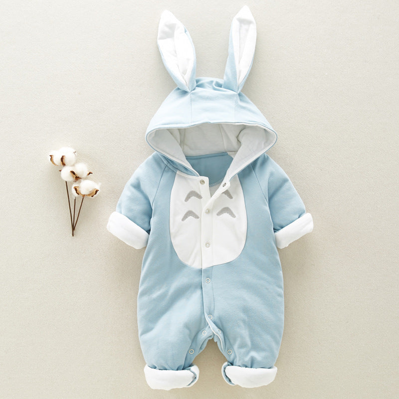 Baby Hooded Cotton Romper – Thick Padded Onesie