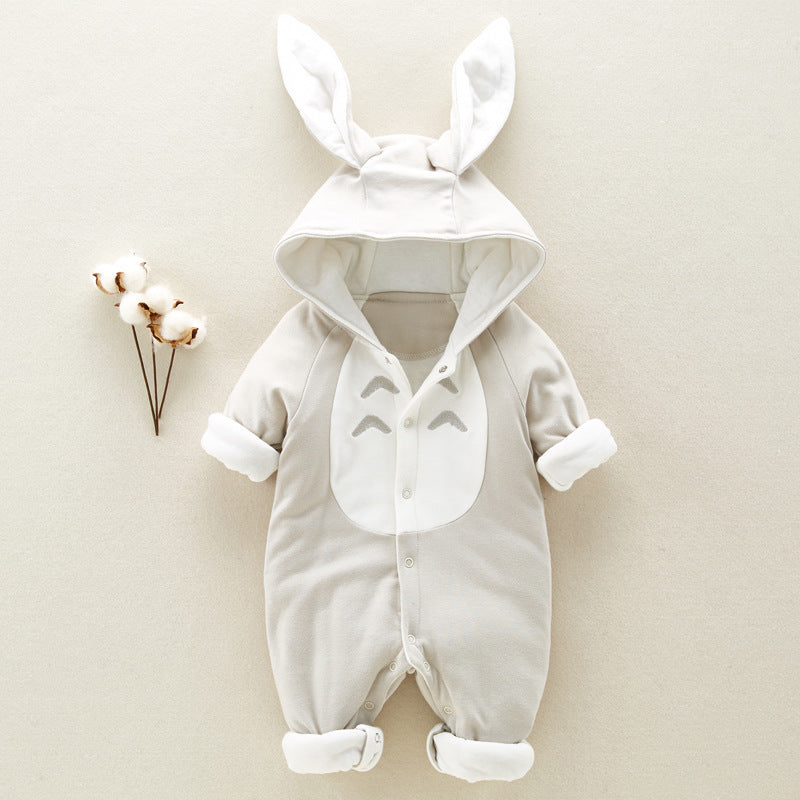 Baby Hooded Cotton Romper – Thick Padded Onesie