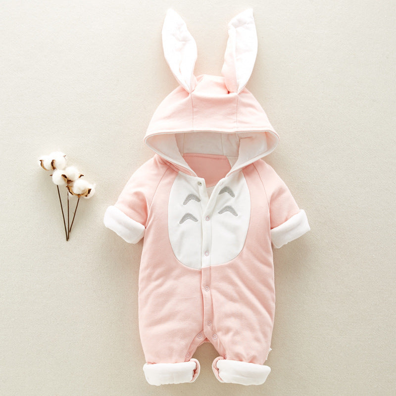 Baby Hooded Cotton Romper – Thick Padded Onesie