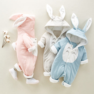 Baby Hooded Cotton Romper – Thick Padded Onesie