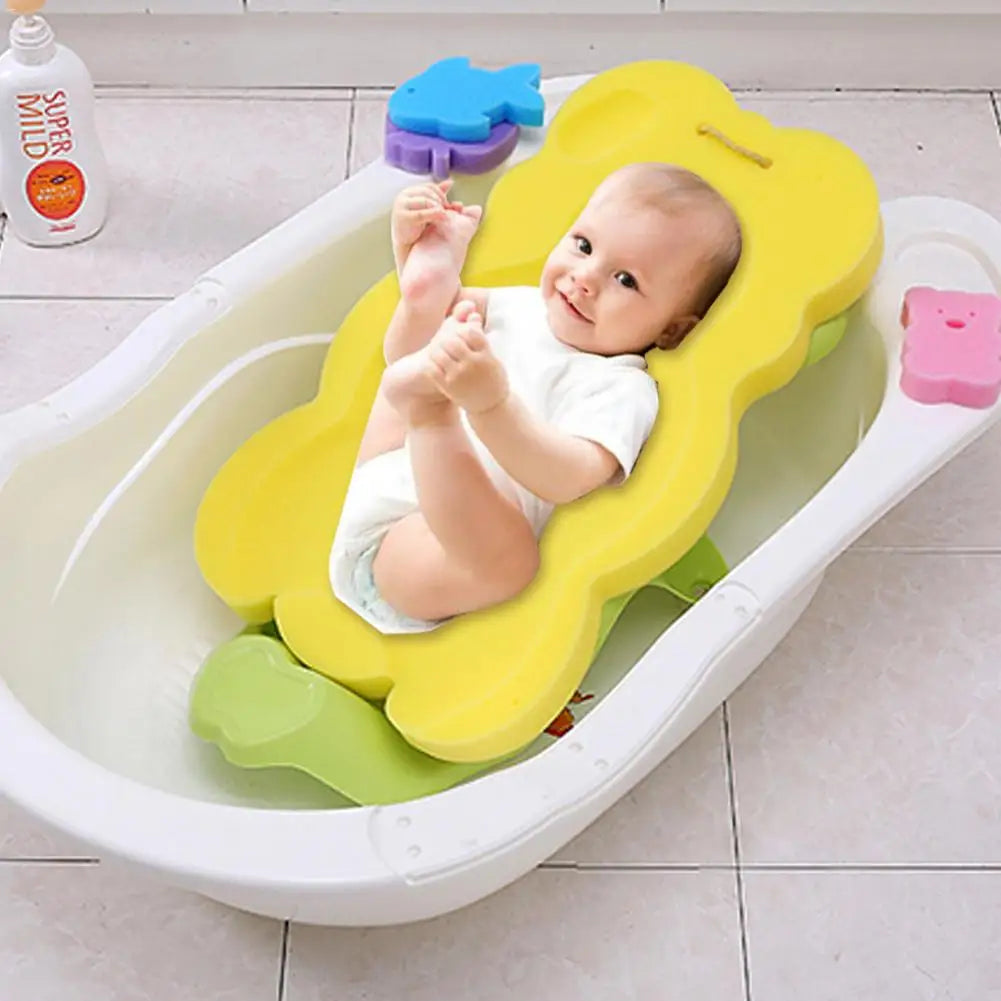Portable Non-Slip Baby Bath Cushion with Sponge & Cartoon Design