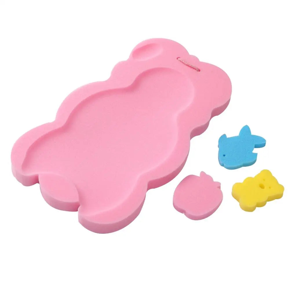 Portable Non-Slip Baby Bath Cushion with Sponge & Cartoon Design