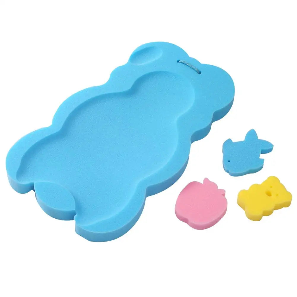 Portable Non-Slip Baby Bath Cushion with Sponge & Cartoon Design