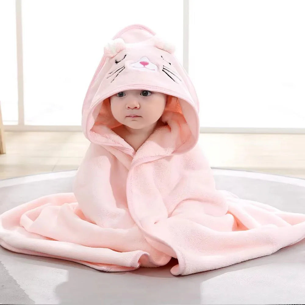 Cartoon Animal Baby Hooded Bath Towel – Soft, Warm Newborn & Toddler Wrap