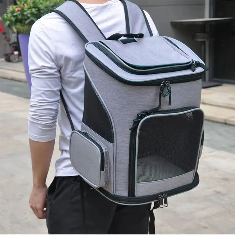Expandable Pet Carrier Backpack – Breathable Travel Bag for Cats & Dogs