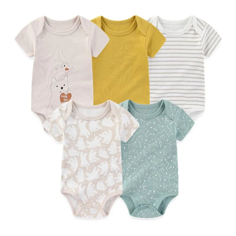 Unisex Newborn Baby Bodysuits Set for Boys and Girls