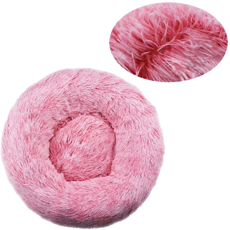 Round Plush Pet Bed – Super Soft Winter Dog & Cat Bed (40–90cm)