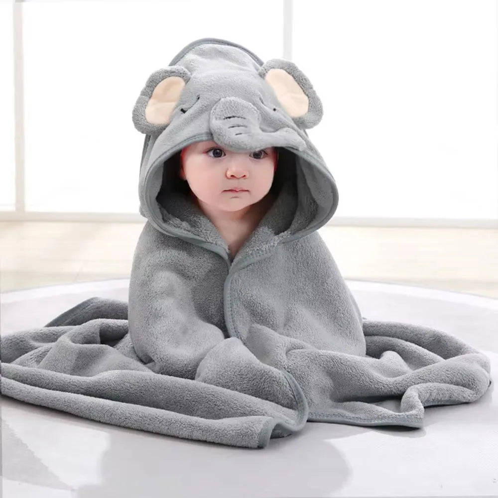 Cartoon Animal Baby Hooded Bath Towel – Soft, Warm Newborn & Toddler Wrap