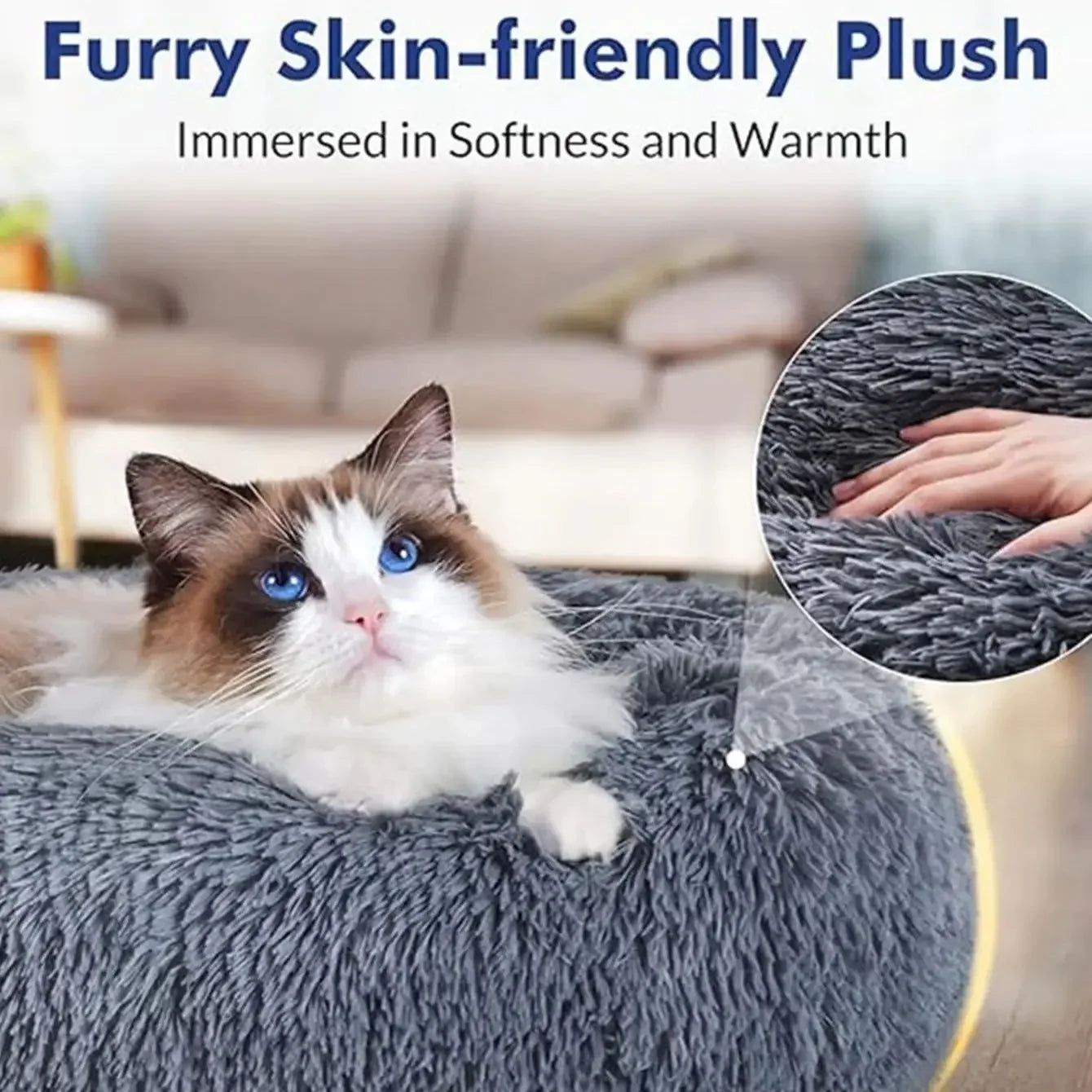 Round Plush Pet Bed – Super Soft Winter Dog & Cat Bed (40–90cm)