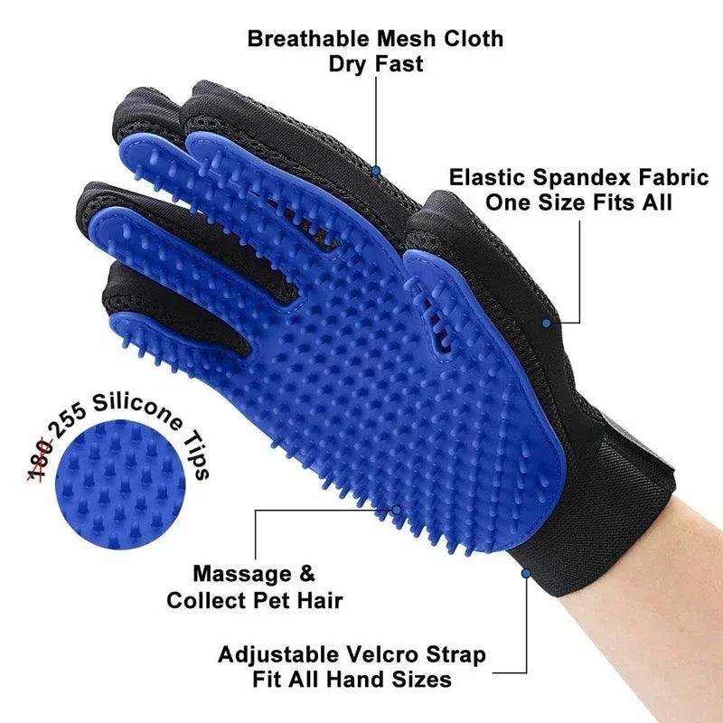 Silicone Pet Grooming Gloves – Hair Brush & Bathing Glove for Dogs & Cats