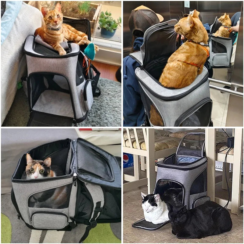 Expandable Pet Carrier Backpack – Breathable Travel Bag for Cats & Dogs