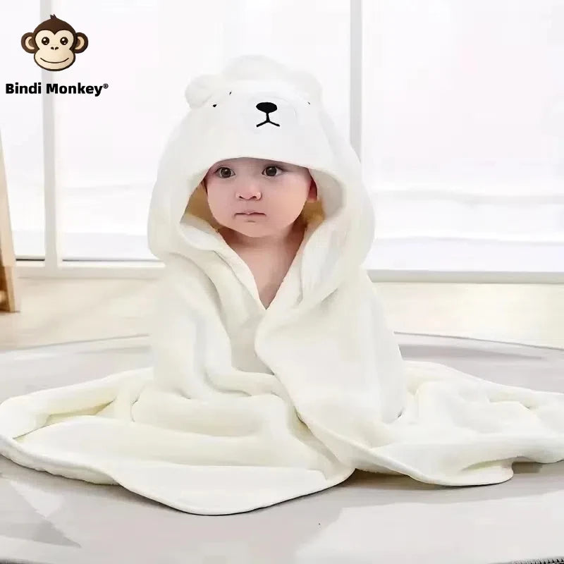 Animal Print Baby Bathrobe – Soft, Quick-Dry Hooded Coral Velvet Robe