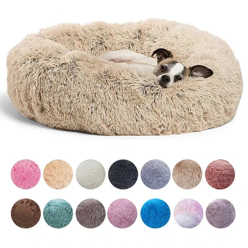 Round Plush Pet Bed – Super Soft Winter Dog & Cat Bed (40–90cm)