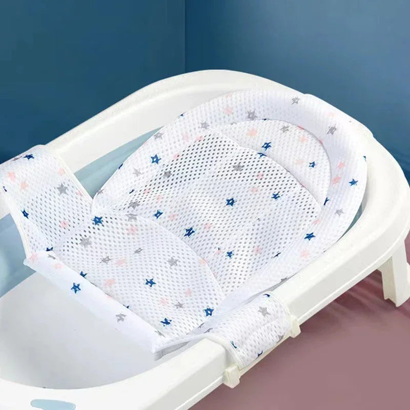 Adjustable Baby Bath Net Mat – Cross-Shaped Non-Slip Bathtub Pillow & Seat Cushion