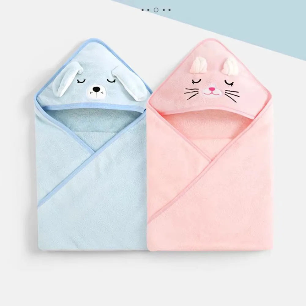 Cartoon Animal Baby Hooded Bath Towel – Soft, Warm Newborn & Toddler Wrap