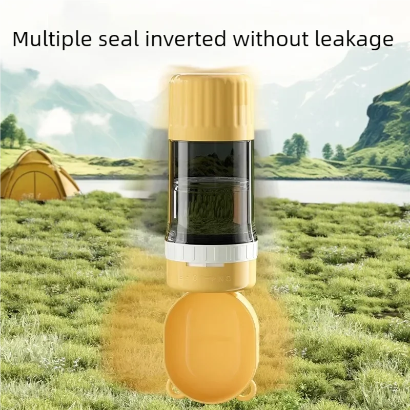 Portable Dog Water Bottle with Food Dispenser – Leak-Proof Travel Feeder Bowl