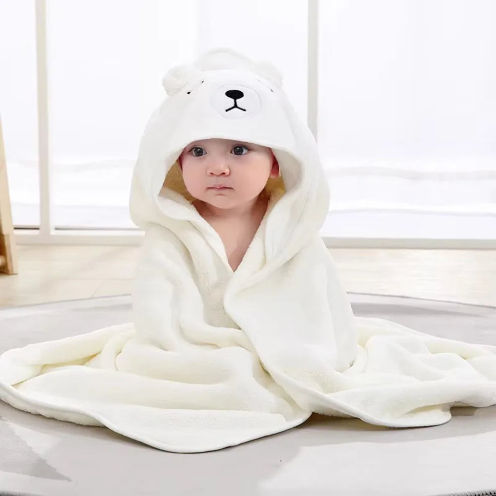 Cartoon Animal Baby Hooded Bath Towel – Soft, Warm Newborn & Toddler Wrap