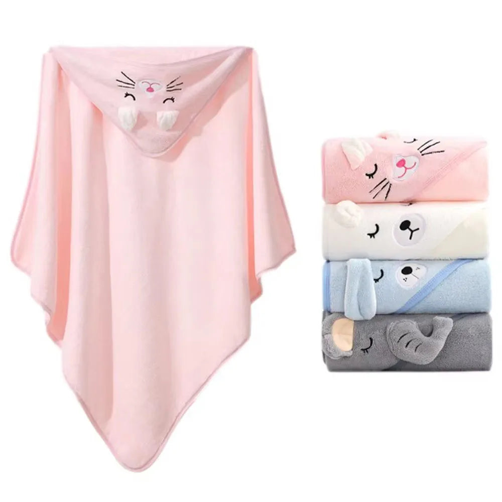Cartoon Animal Baby Hooded Bath Towel – Soft, Warm Newborn & Toddler Wrap