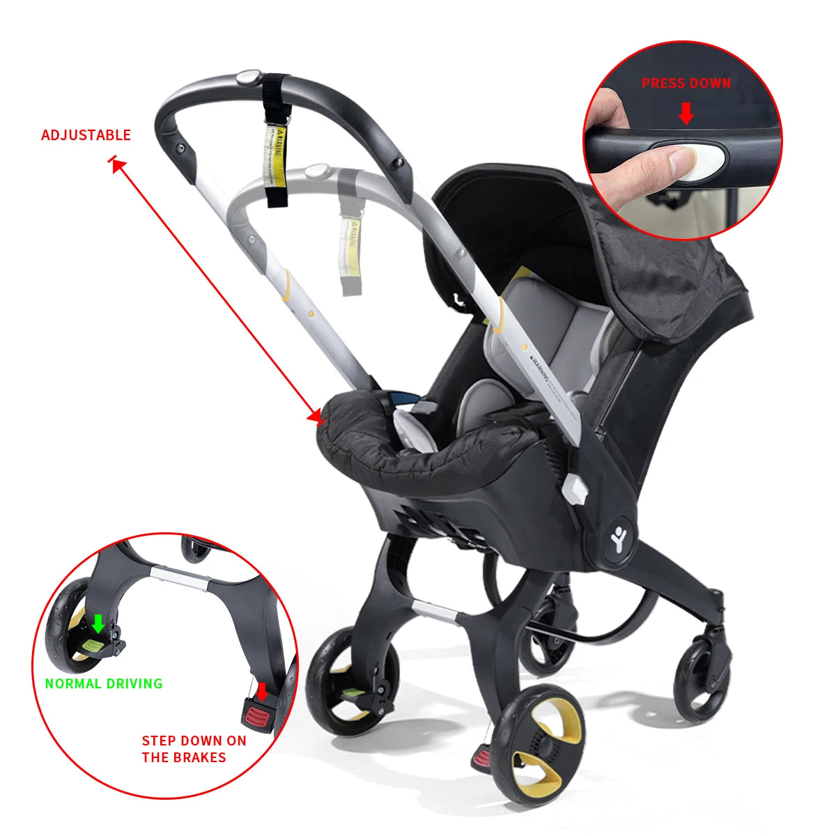 -Wheel Folding Baby Stroller with Adjustable Handle – Newborn Travel & Outdoor Use