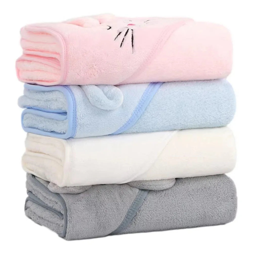 Cartoon Animal Baby Hooded Bath Towel – Soft, Warm Newborn & Toddler Wrap