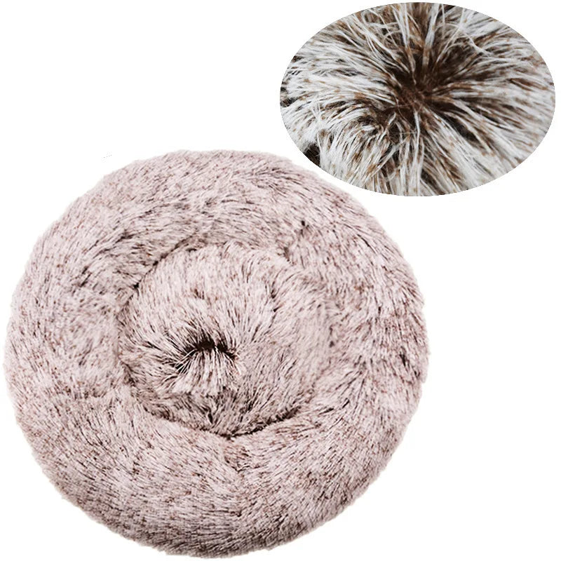 Round Plush Pet Bed – Super Soft Winter Dog & Cat Bed (40–90cm)