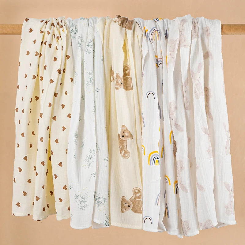 100x100cm Cotton Muslin Baby Swaddle Blanket – Newborn Bath Towel & Bedding