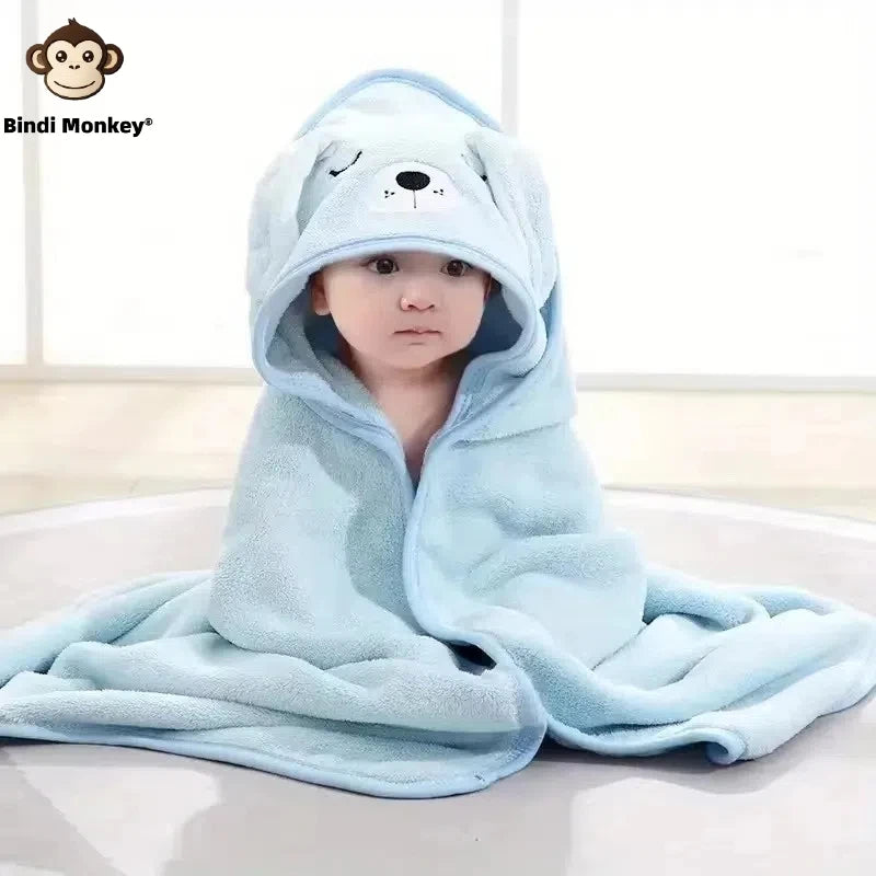 Animal Print Baby Bathrobe – Soft, Quick-Dry Hooded Coral Velvet Robe