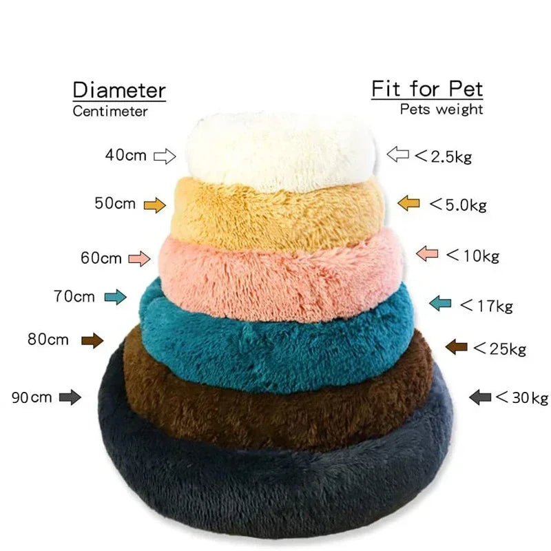 Round Plush Pet Bed – Super Soft Winter Dog & Cat Bed (40–90cm)
