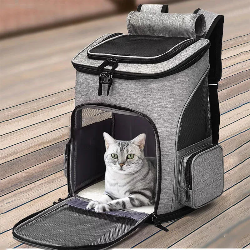 Expandable Pet Carrier Backpack – Breathable Travel Bag for Cats & Dogs