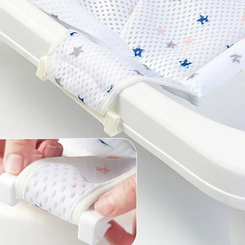 Adjustable Baby Bath Net Mat – Cross-Shaped Non-Slip Bathtub Pillow & Seat Cushion