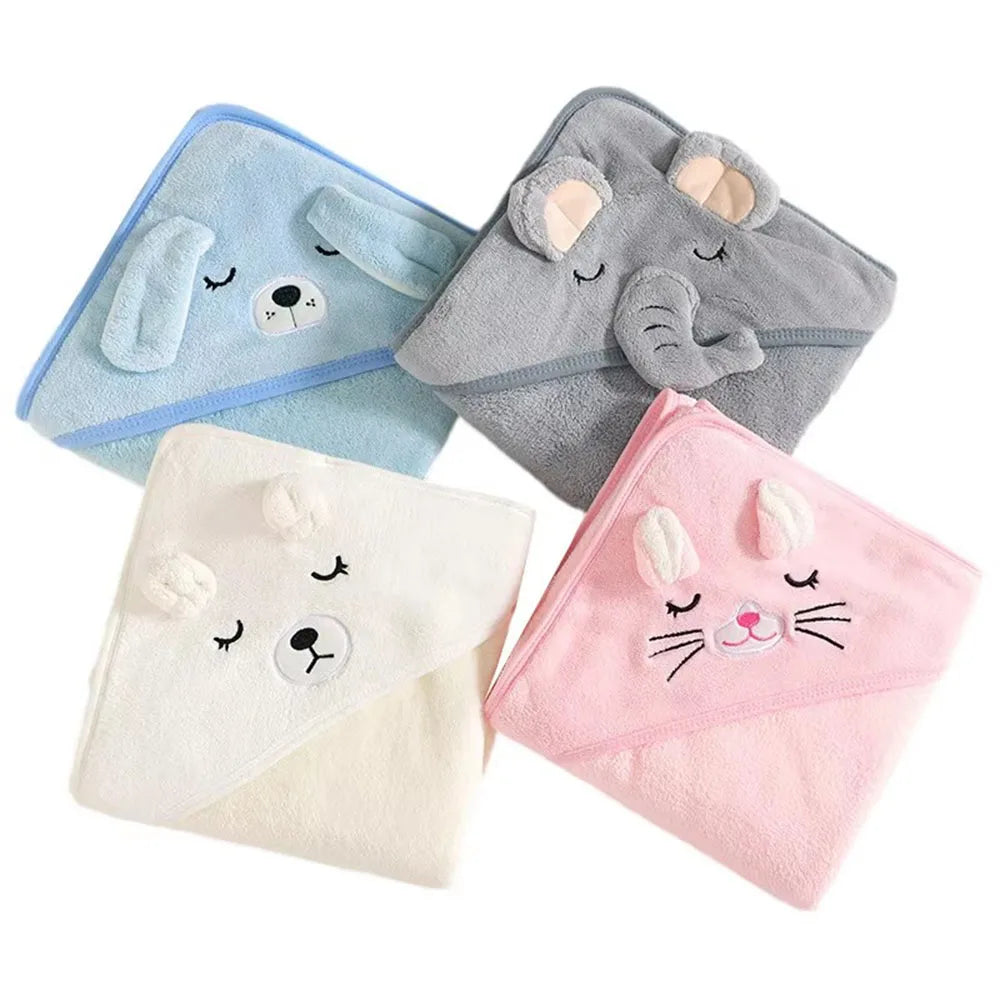 Cartoon Animal Baby Hooded Bath Towel – Soft, Warm Newborn & Toddler Wrap
