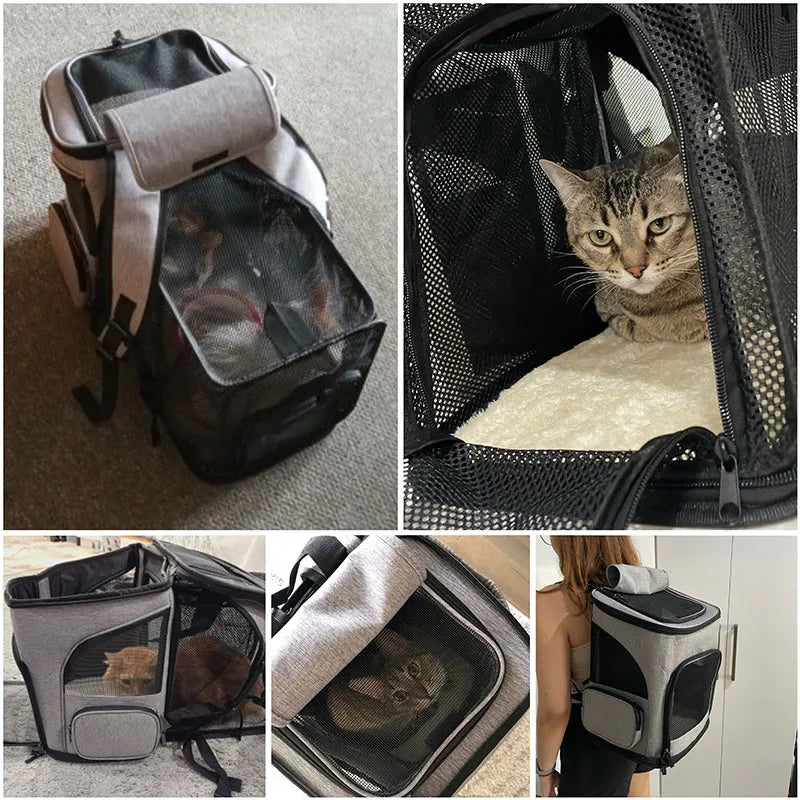 Expandable Pet Carrier Backpack – Breathable Travel Bag for Cats & Dogs