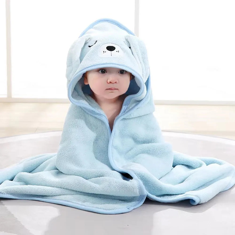 Cartoon Animal Baby Hooded Bath Towel – Soft, Warm Newborn & Toddler Wrap