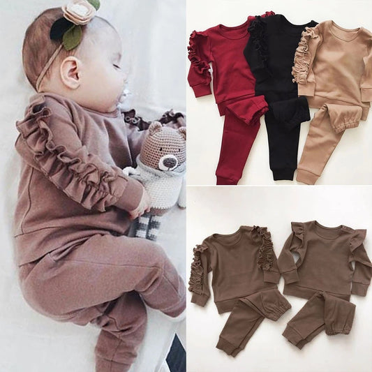 Baby Ruffle Jumper & Pants Set – 2 Piece Fall Outfit