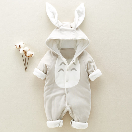 Baby Hooded Cotton Romper – Thick Padded Onesie
