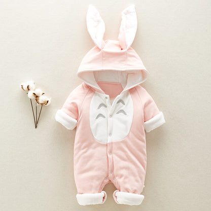 Baby Hooded Cotton Romper – Thick Padded Onesie