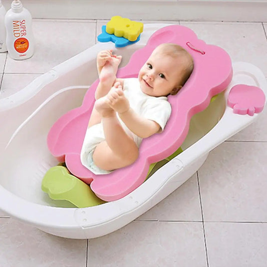 Portable Non-Slip Baby Bath Cushion with Sponge & Cartoon Design