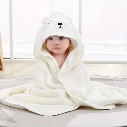 Animal Print Baby Bathrobe – Soft, Quick-Dry Hooded Coral Velvet Robe