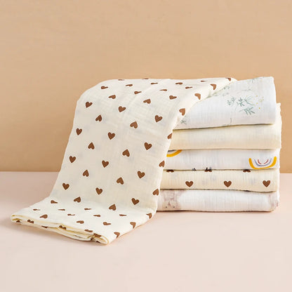 100x100cm Cotton Muslin Baby Swaddle Blanket – Newborn Bath Towel & Bedding