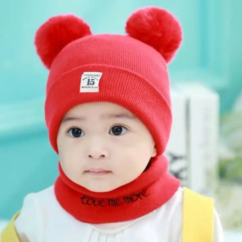 0-12 Months Baby Knitted Hat & Scarf Set – Warm for Autumn & Winter