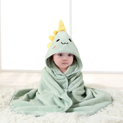 Animal Print Baby Bathrobe – Soft, Quick-Dry Hooded Coral Velvet Robe
