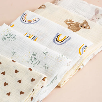 100x100cm Cotton Muslin Baby Swaddle Blanket – Newborn Bath Towel & Bedding