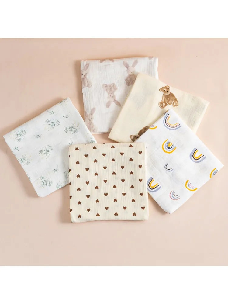 100x100cm Cotton Muslin Baby Swaddle Blanket – Newborn Bath Towel & Bedding
