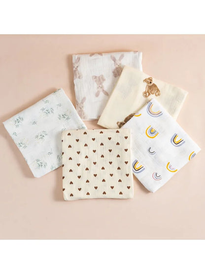 100x100cm Cotton Muslin Baby Swaddle Blanket – Newborn Bath Towel & Bedding