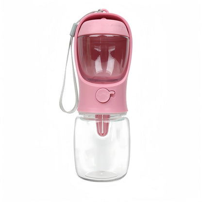 Portable Pet Water Bottle with Food Storage – Travel Feeder for Dogs & Cats