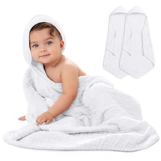 100% Muslin Cotton Baby Hooded Bath Towel