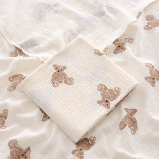 100x100cm Cotton Muslin Baby Swaddle Blanket – Newborn Bath Towel & Bedding