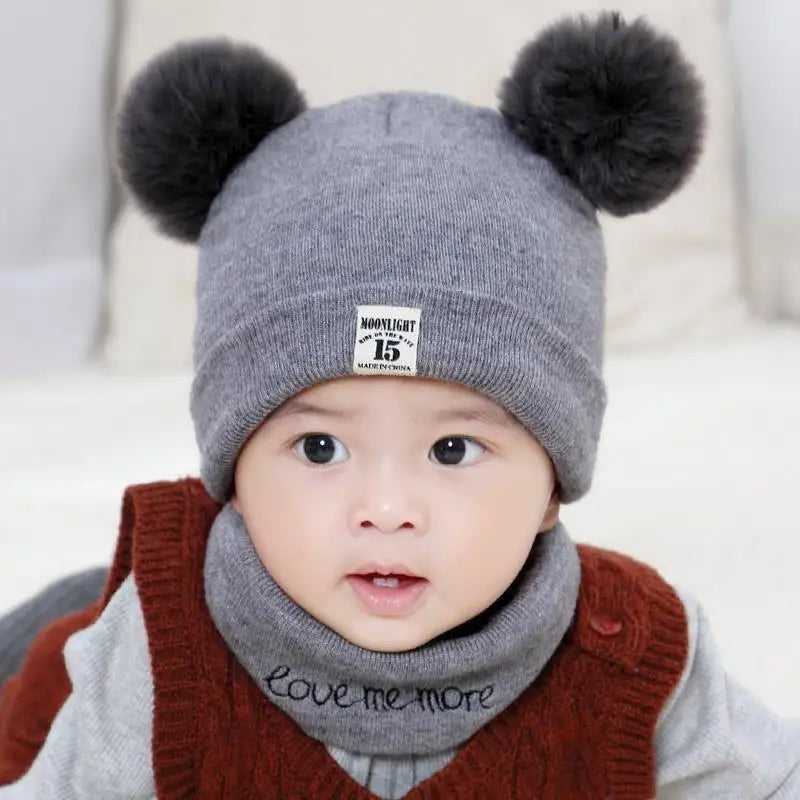 0-12 Months Baby Knitted Hat & Scarf Set – Warm for Autumn & Winter