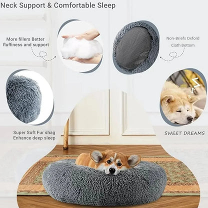 Round Plush Pet Bed – Super Soft Winter Dog & Cat Bed (40–90cm)
